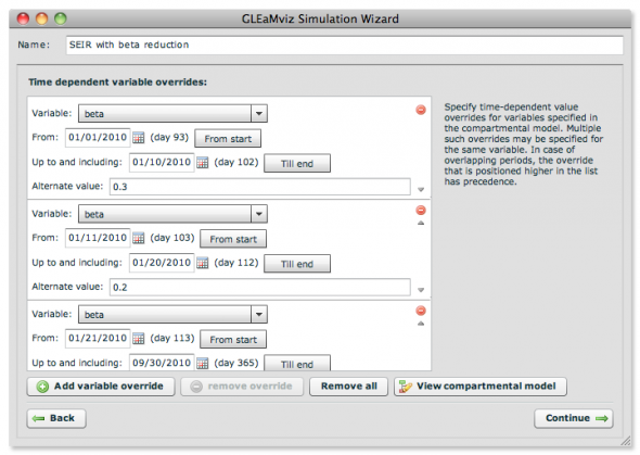 Variable temporal overrides